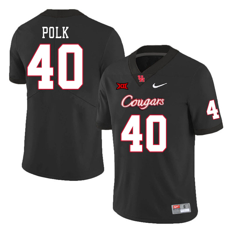 Men #40 Steve Polk Houston Cougars College Football Jerseys Stitched Sale-Black - Click Image to Close